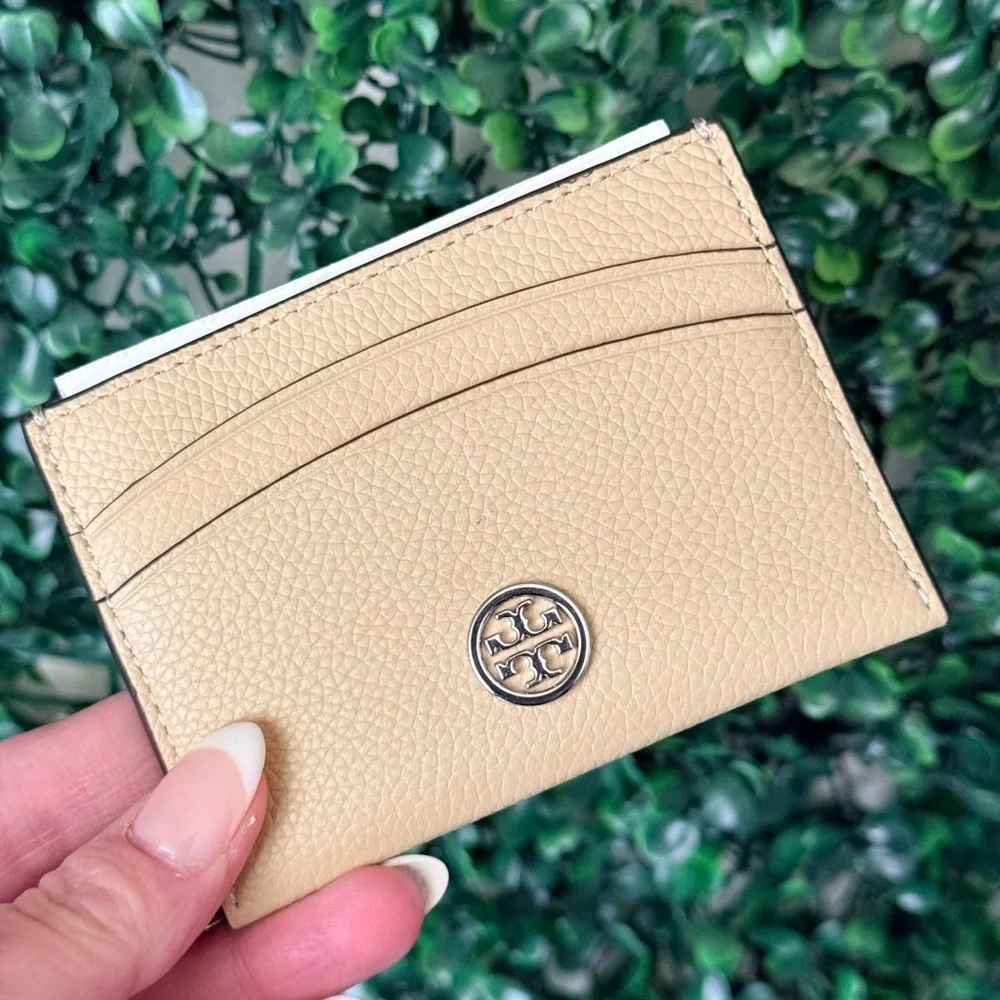 Tory Burch Beige Leather Card Case Wallet in Praline